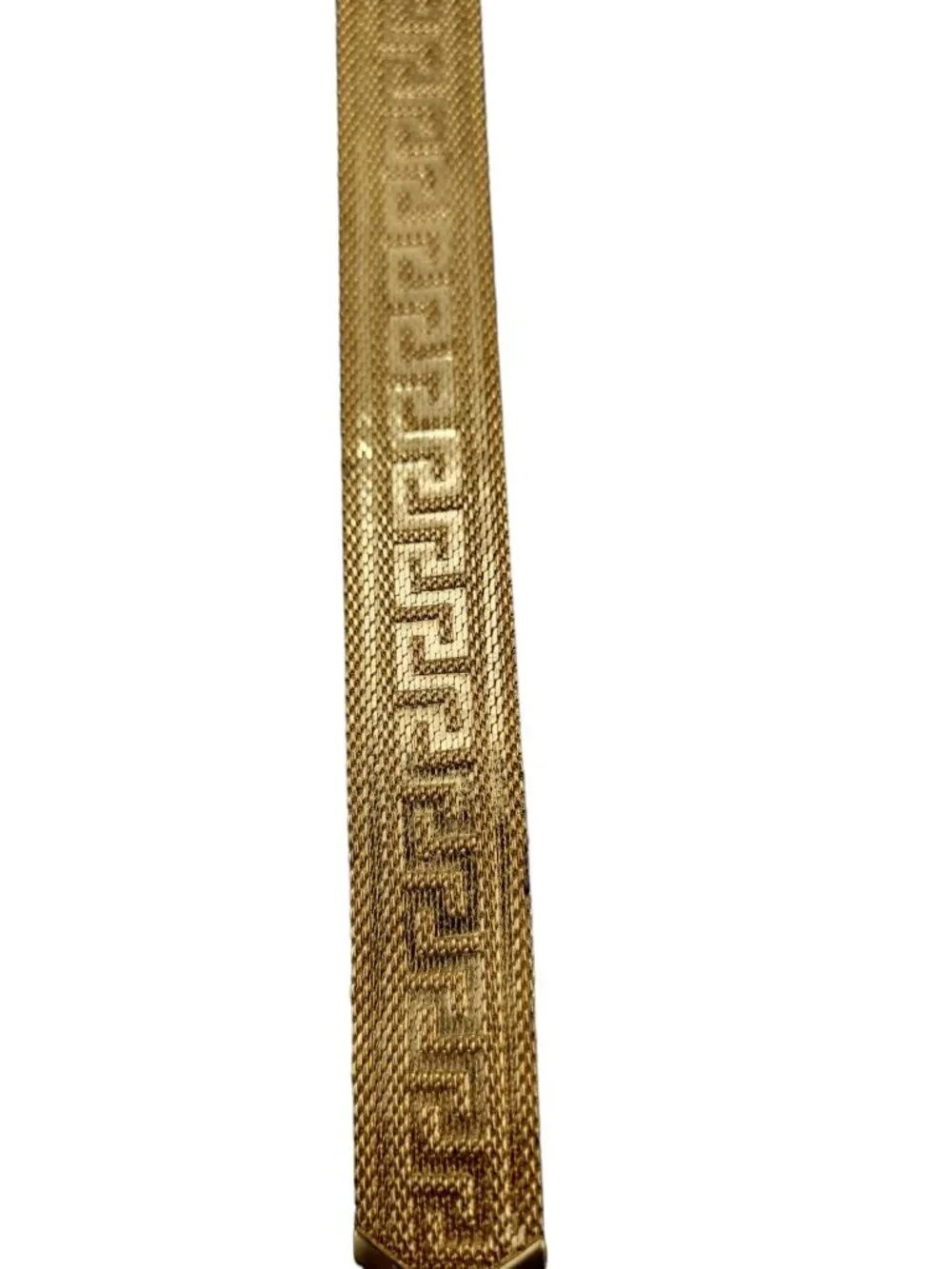 Art Deco Byzantine Greek Key Tassel Gold Tone Mesh Slide Bracelet - Picture 16 of 16
